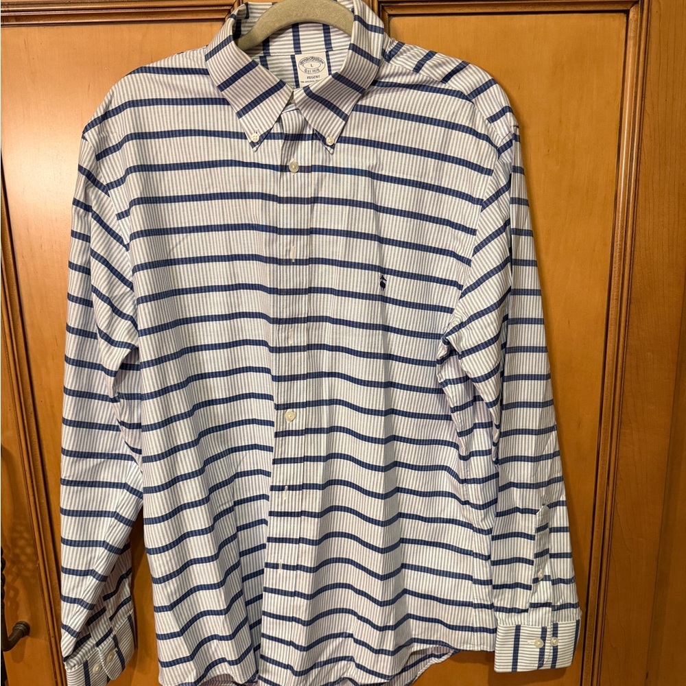 Brooks Brothers Navy and White Striped Shirt
